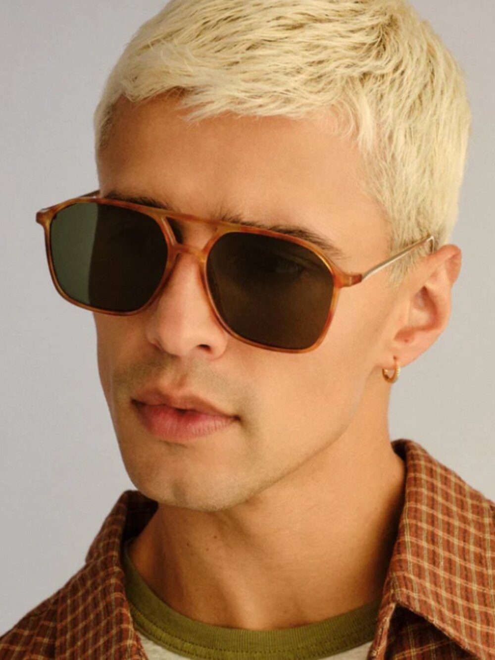 AIRE Cusp Aviator Sunglasses Vintage Tortoise Gold Frame Green Lens